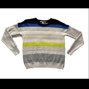 Diane Von Furstenberg 100% Cashmere Striped Knit Sweater Size P